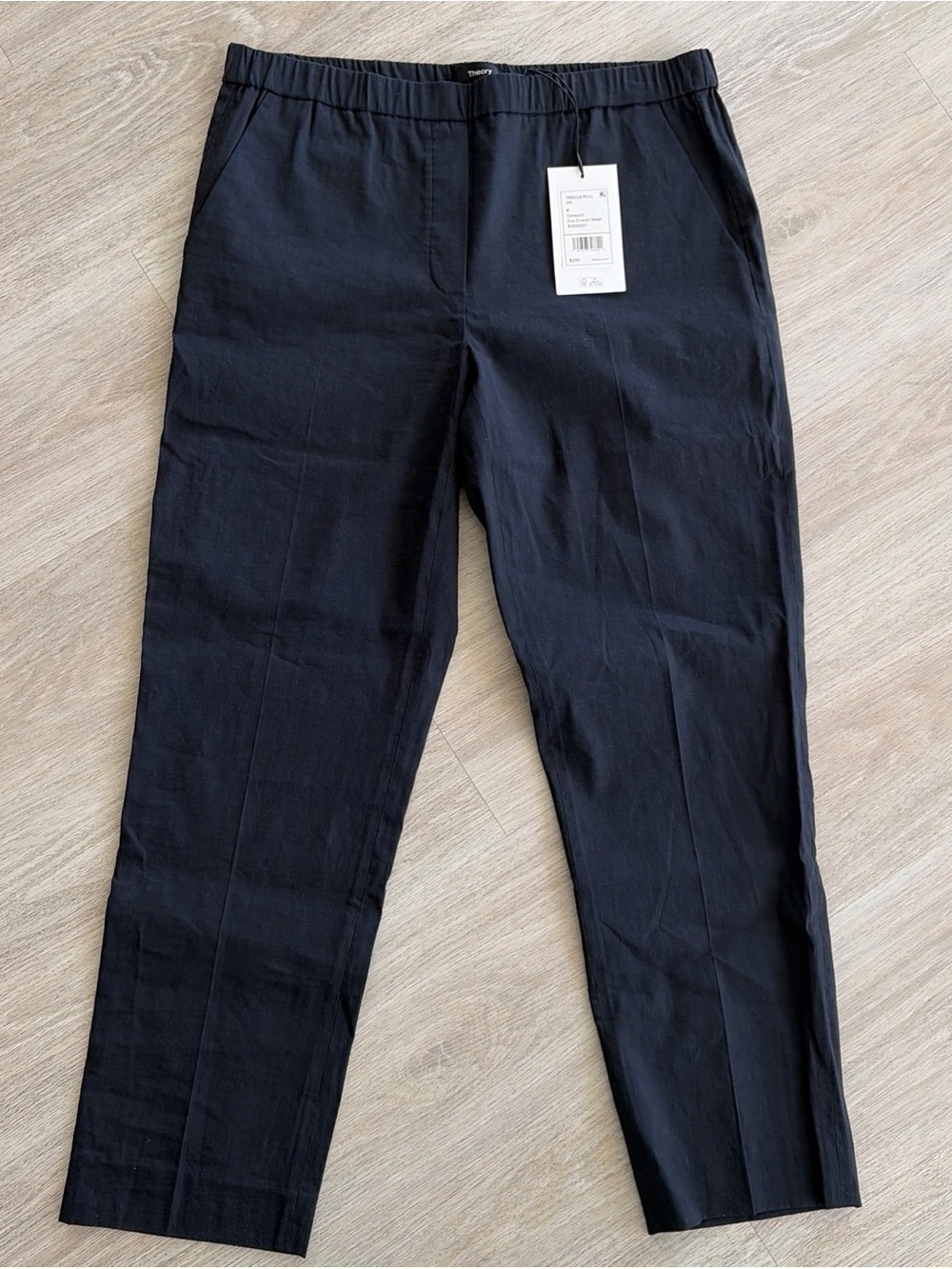 Theory Treeca Pull-On Pants Women’s 8 Navy Linen Blend NWT MSRP $275